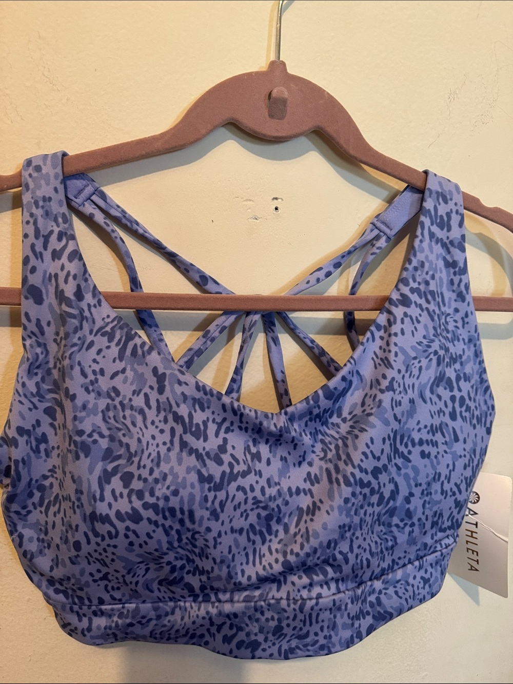 Athleta Lavender Blue Printed Strappy Sports Bra